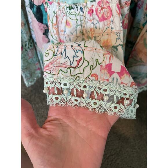 HEMANT & NANDITA Teien Floral empire waist maxi Cotton Dress xs nwt - Picture 11 of 15